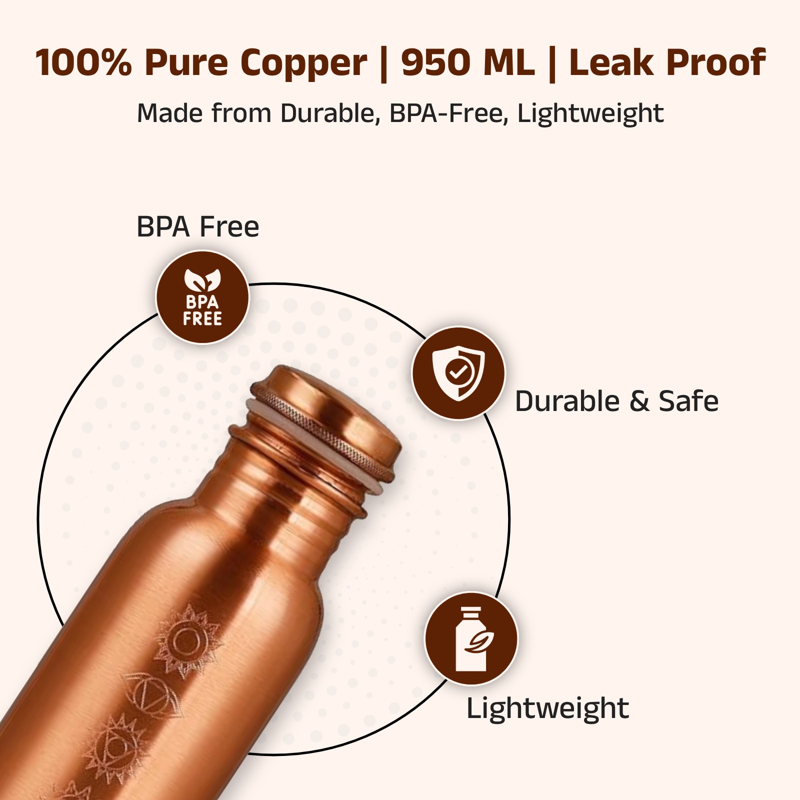 Copper Water Bottle Seven Chakara - Image 5