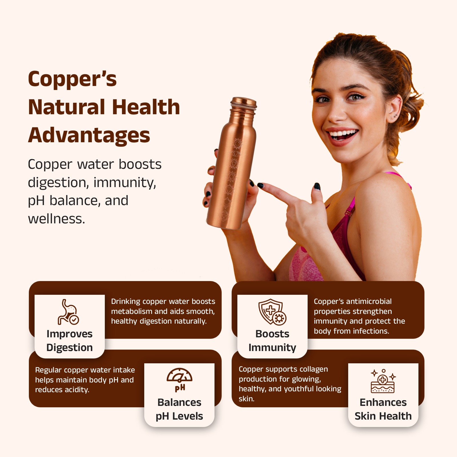 Copper Water Bottle Seven Chakara - Image 6